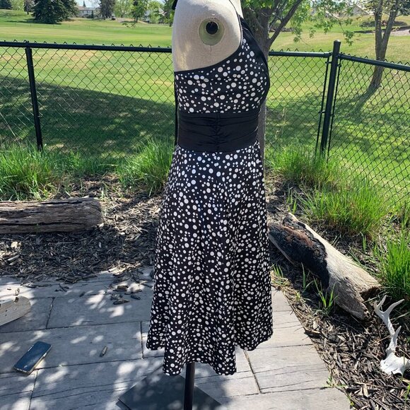Vintage 90s Y2K Le Chateau Polka Dot Halter Dress - Picture 4 of 14